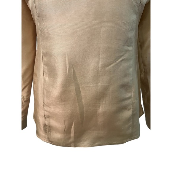 Vintage Karen Arnold 100% Silk Gold Button Down Blouse S - Picture 5 of 10
